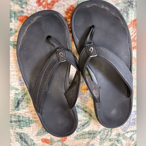 Olukai Ohana Flip Flop size 9 black - Picture 1 of 9